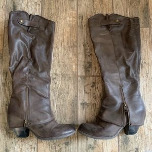Fergalicious Brown Knee-High Boots with Zip Detail